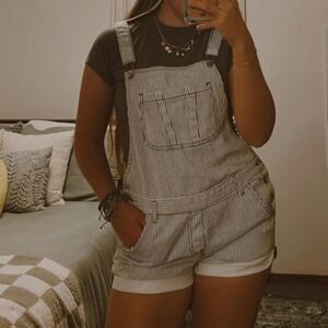 Cotton On Striped Short Overalls in White and Black